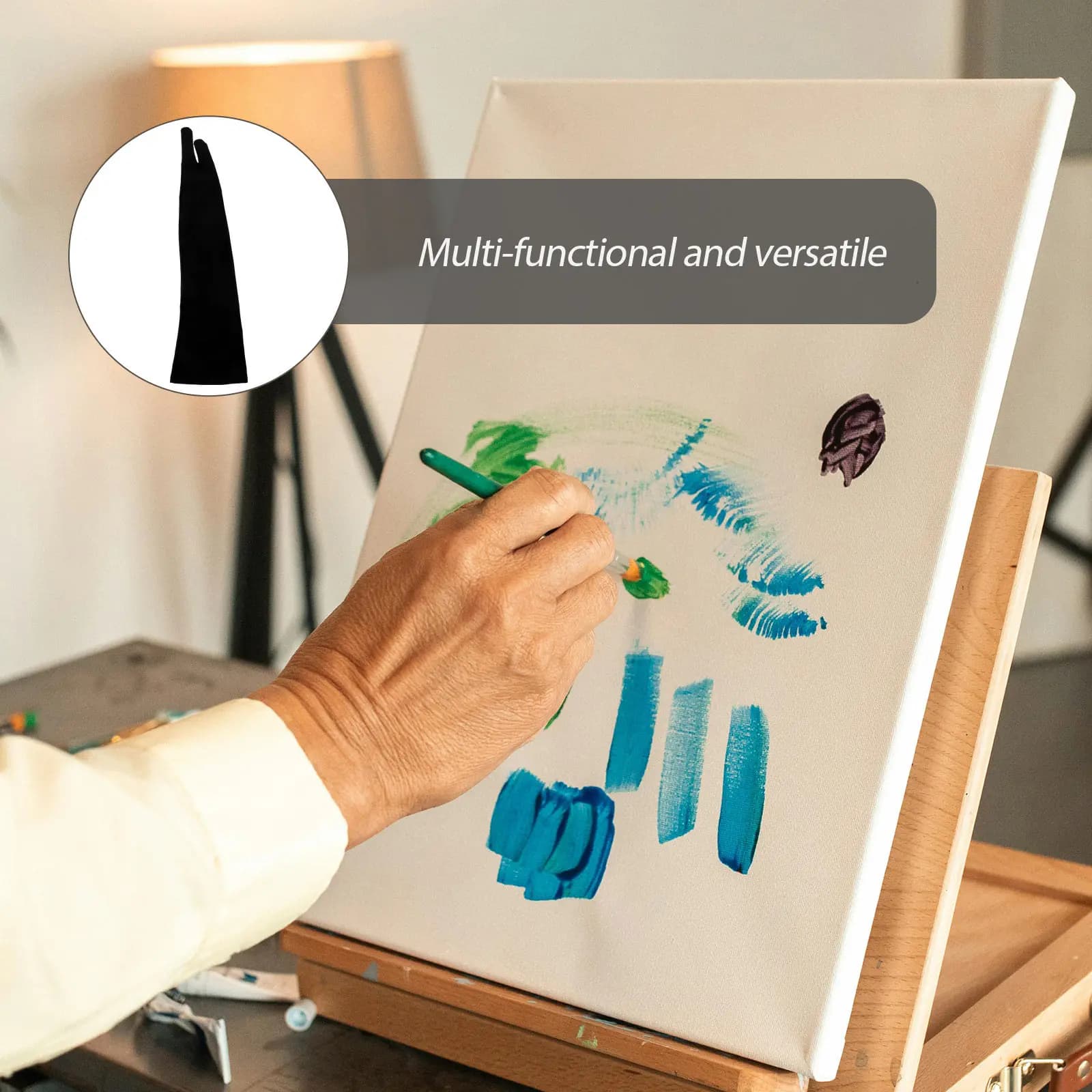 Guanto da Disegno a Due Dita, Guanto per Artisti, Guanto Traspirante Antiscivolo per Tablet e Disegno Digitale, Guanti per Pittura