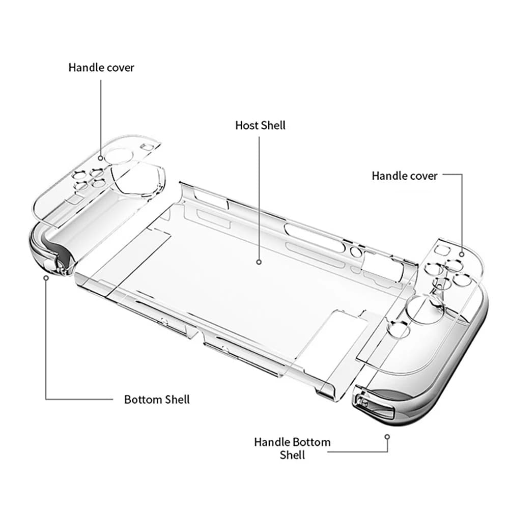 Custodia rigida trasparente agganciabile per Nintendo Switch Custodia protettiva 3In1 per Nintendo Switch e controller Joycon