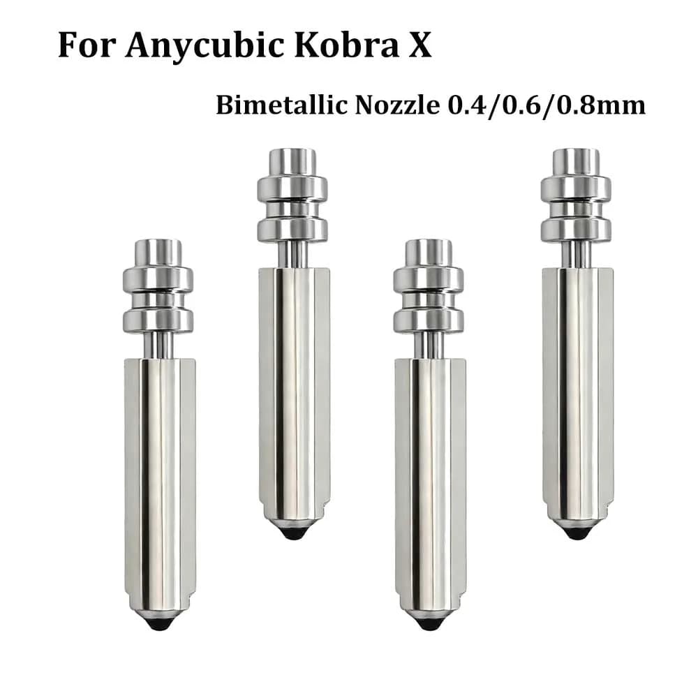 Per Anycubic Kobra X Ugelli Bimetallici Monoblocco Heatbreak KX da 0.6/0.8/0.4mm Resistenti a 300°C ° Accessori per Stampante 3D C Hotend