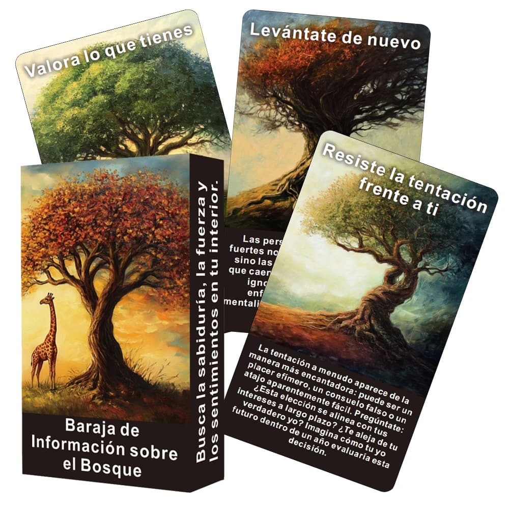 Carte Oracle spagnole, Mazzo di tarocchi delle informazioni sulla foresta, Carte Oracle della foresta incantata mistica, 12x7 cm, 56 carte