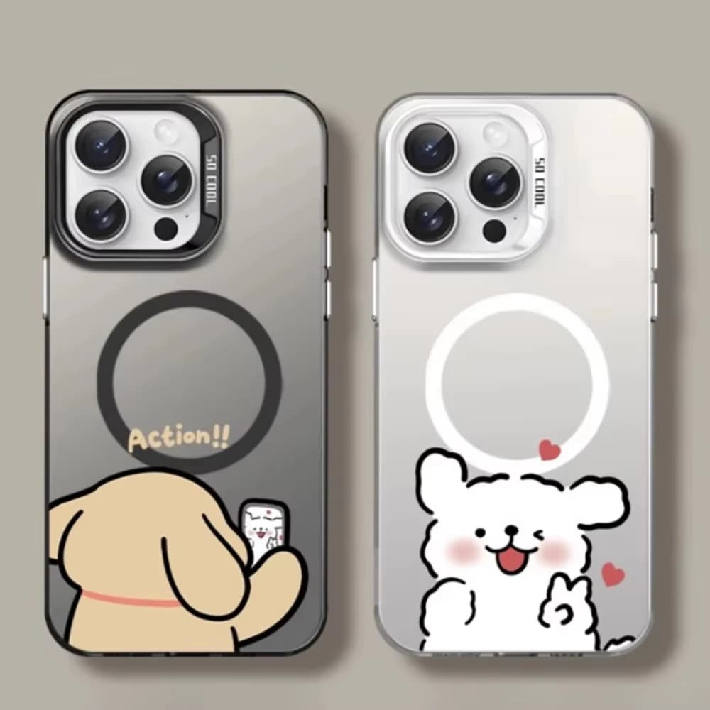 Coppia di cuccioli adorabili del fumetto per la custodia magnetica del telefono Magsafe per iPhone 17 Air 16 Pro Max 15 14 Plus 13 12 11 Pro Cover posteriore