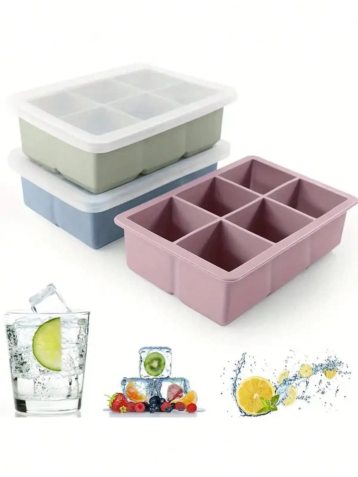 1pc 2" Large Silicone Tray, Flexible Square Ice Mold, Stackable Design