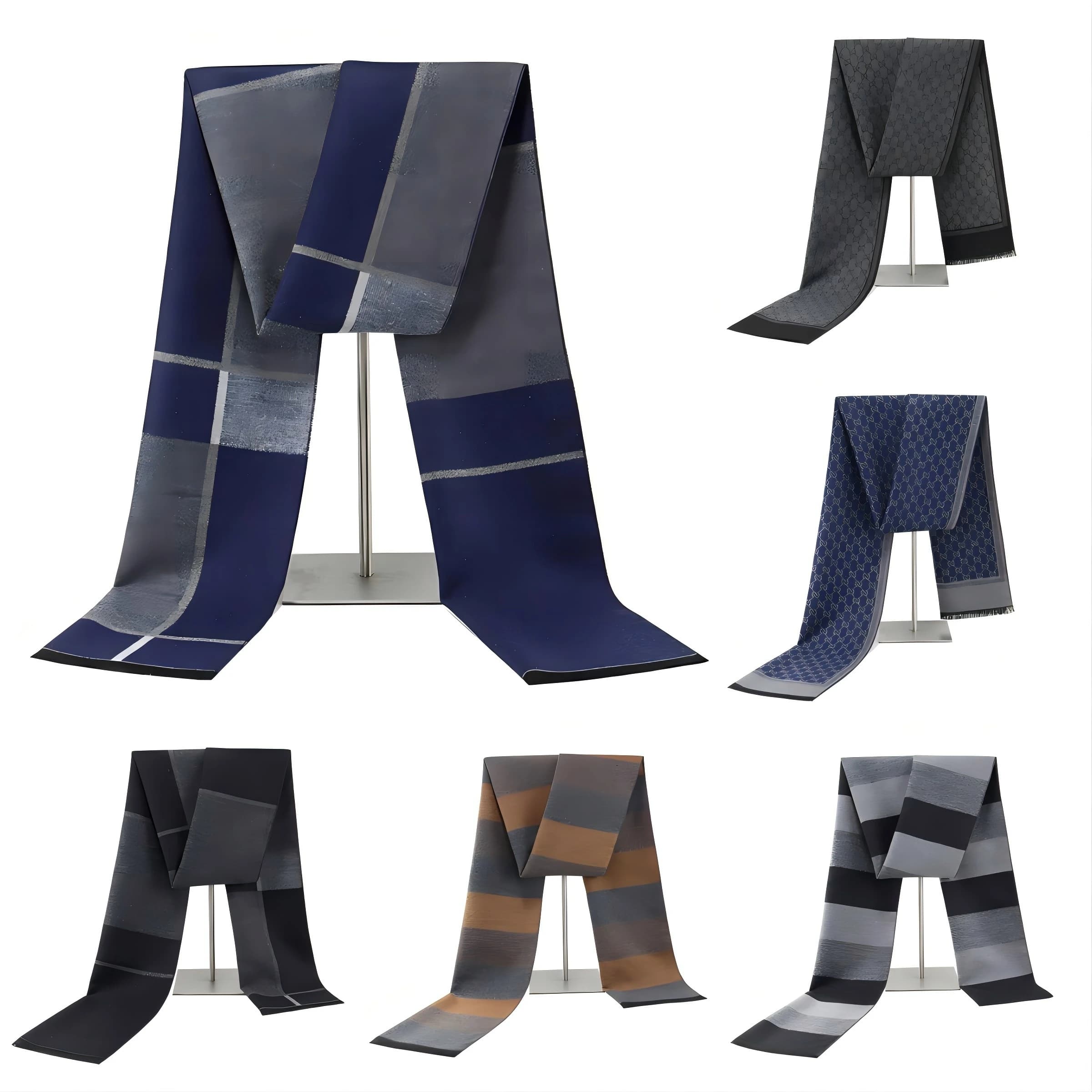 1pc Sciarpa Invernale Per Gli Uomini Check Stripe Paisley Imitazione Cashmere Elegante Sciarpe Jacquard Doppio Lato Caldo Antivento Collo Snood