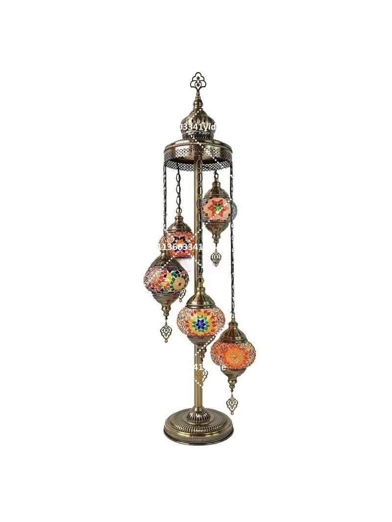 Retro 5-Head Floor Lamp for Living Room Bedroom Bar, Ethnic Handcrafted Romantic Standing Light