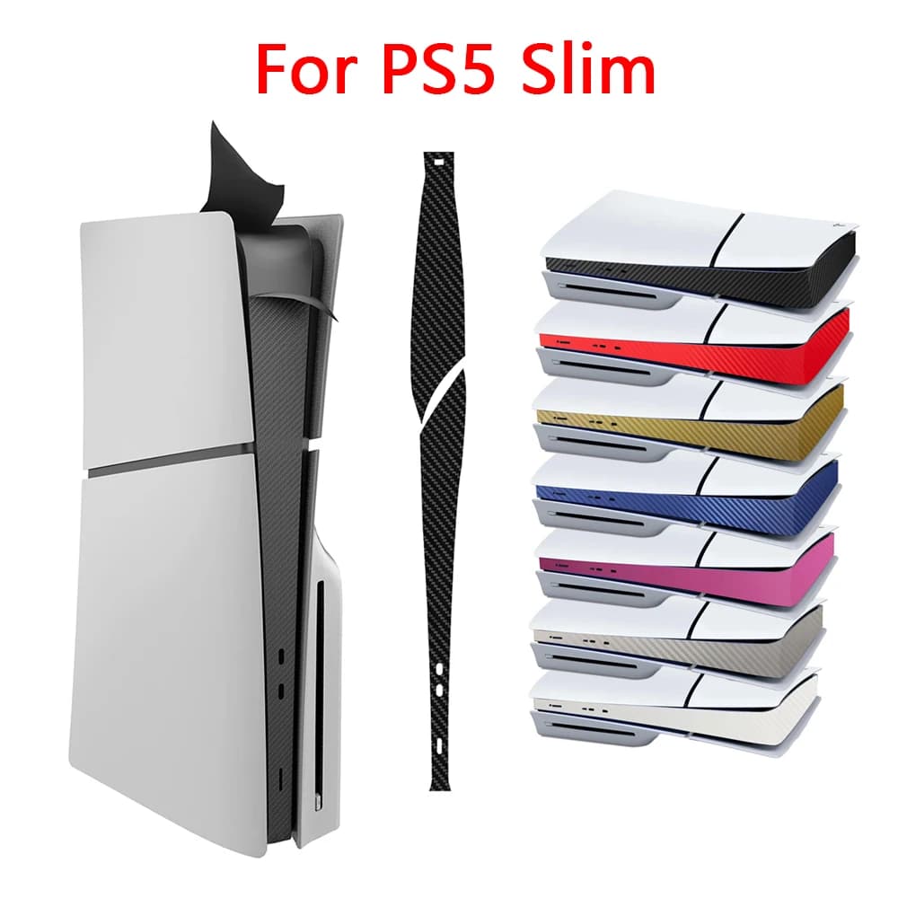 Per PS5 Slim Console Adesivo in fibra di carbonio Host Center Decalcomanie per PlayStation 5 Accessori per la copertura della pelle sottile