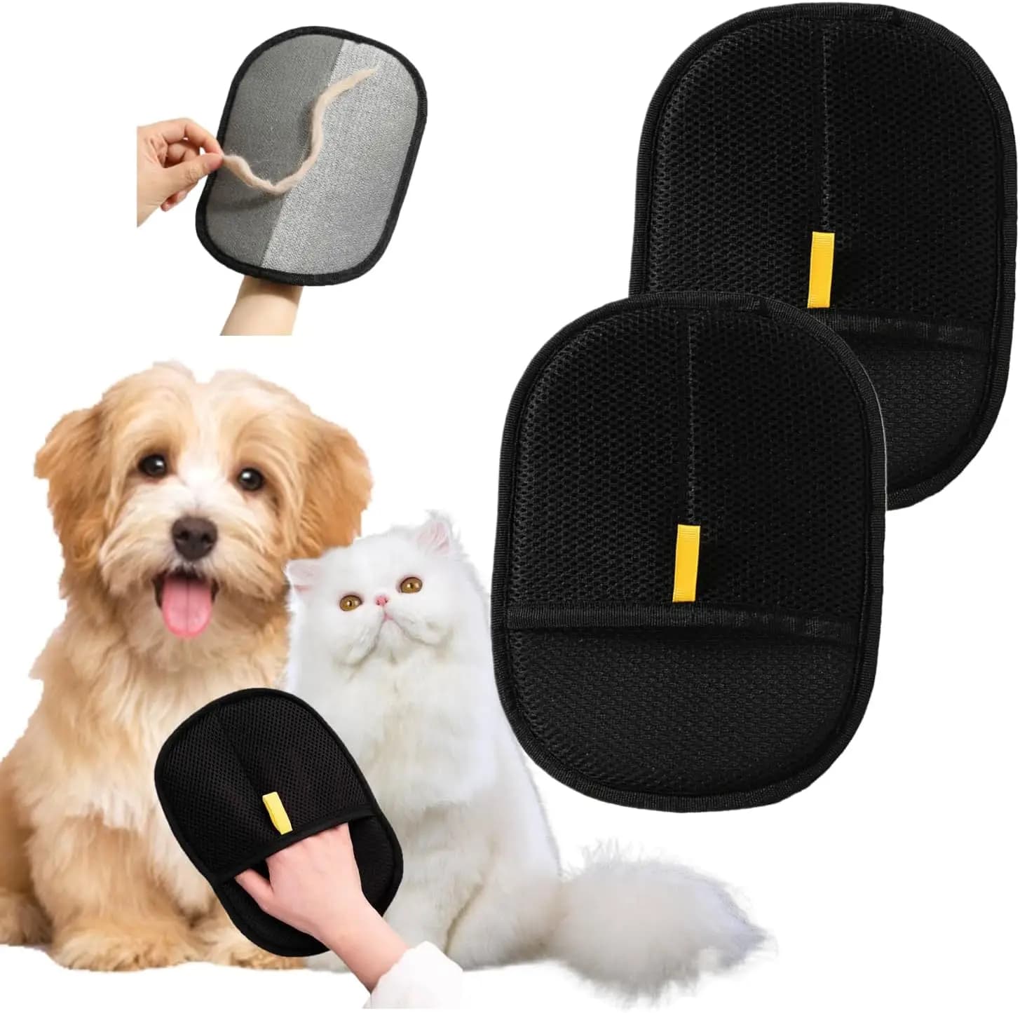 Guanto per rimozione peli di animali domestici in silicone morbido per capelli lunghi 1-20 pezzi Guanto per spazzola Deshedding a doppia faccia per cani Gatti Coniglio Capelli corti ricci