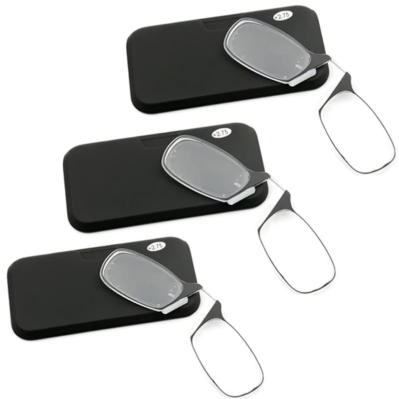 3 pezzi clip naso mini occhiali da lettura per uomo occhiali ottici con scatola portafoglio occhiali da vista 1.0-3.0