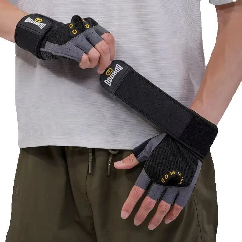 Adjustable Wrist Wrap Fitness Gloves Thick Palm Pads Breathable Anti Slip For Weightlifting Climbing Crossfit Gym Training