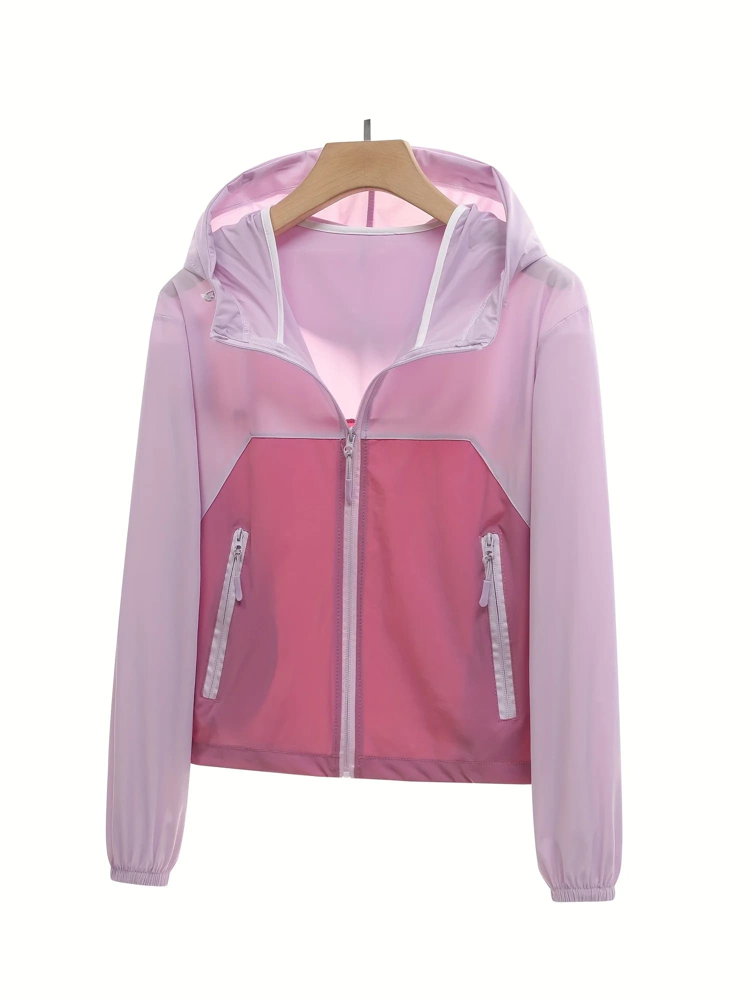 Giacca Estiva Leggera da Donna con Cappuccio e Protezione Solare, Tasche con Zip, Polsini Elastici e Cappuccio con Coulisse per Ciclismo e Spiaggia