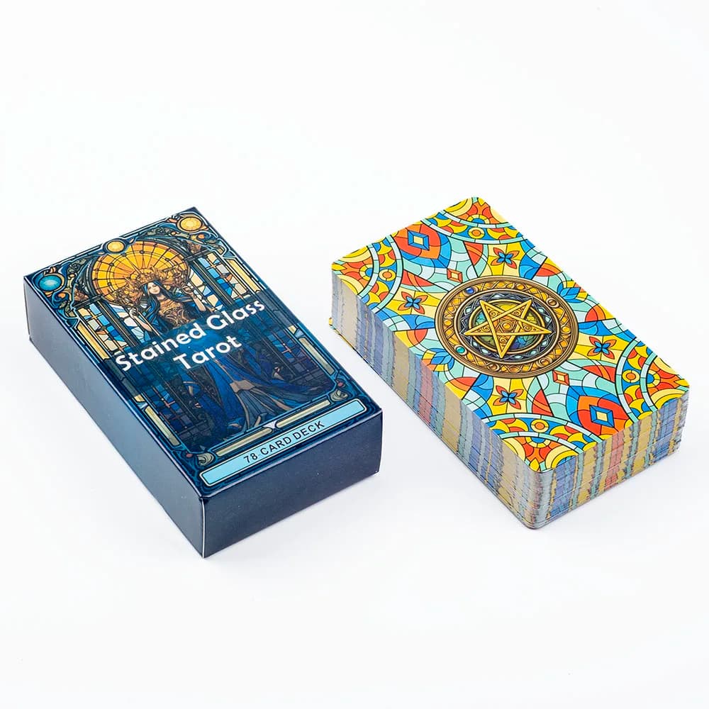 Mazzo di tarocchi in vetro colorato completo da 78 carte per intrattenimento, riunioni di famiglia, divinazione - Dimensioni standard 10,3*6 cm
