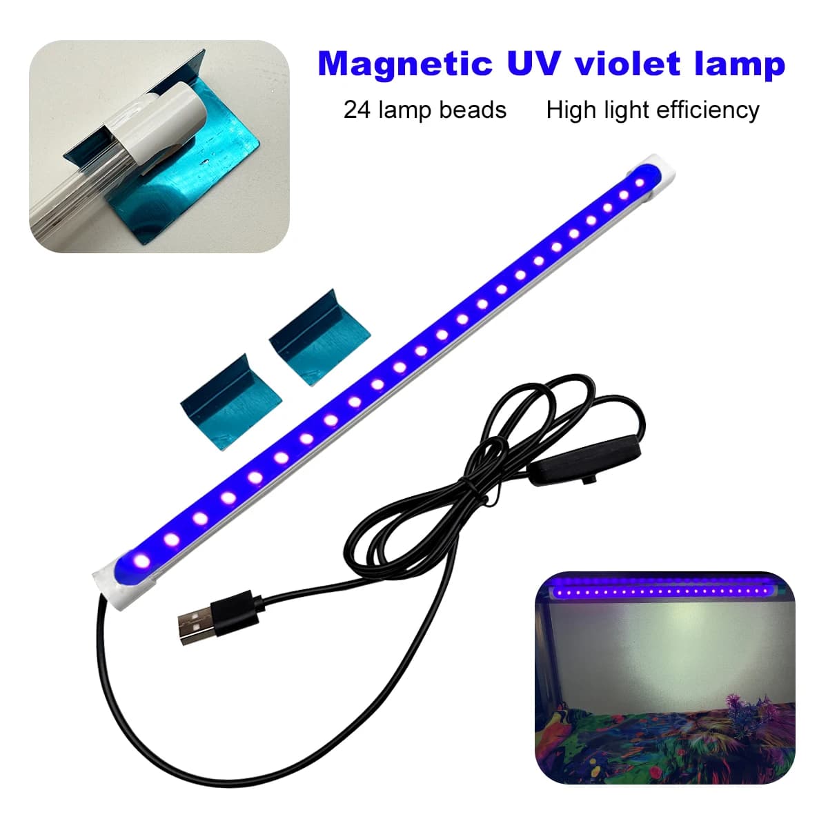 5V magnetic black light, 5W UV curing lamp, 395nm UVA dry nail lamp, money detector, decorative fluorescent black light