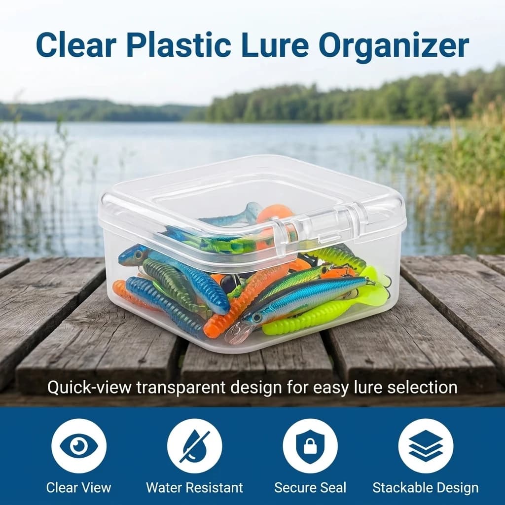 Angler's Lure Box Freshwater Saltwater Storage Case Transparent Square Bait Organizer Waterproof Durable Tackle Gear