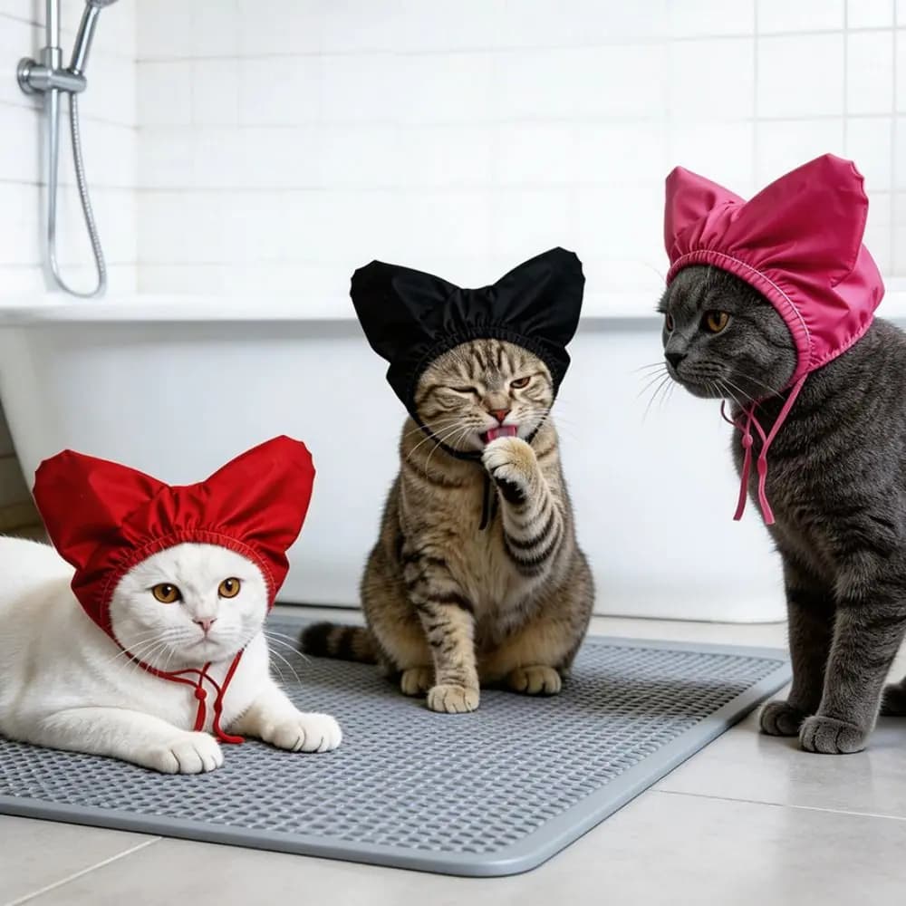 Cuffie da Doccia Regolabili per Animali Domestici, Impermeabili, a Forma di Cuore, per Gattini, Riutilizzabili, Protezione Orecchie, per Piccoli Animali