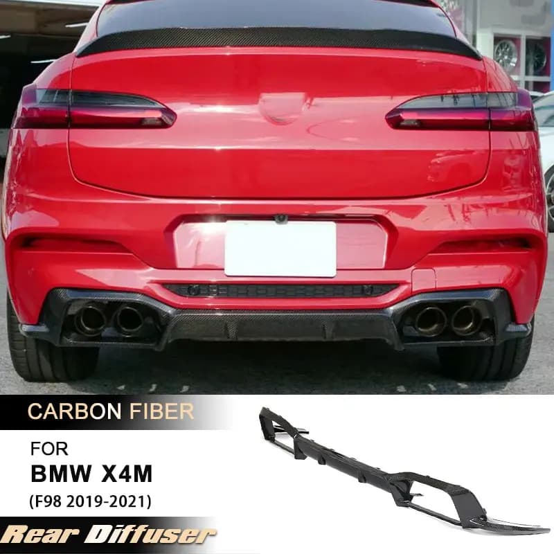 Auto Rear bumper Lip Spoiler diffuser for BMW X4M F98 2019-2021 From Race Aprons Rear Apron Guard Body Kit Carbon Fiber