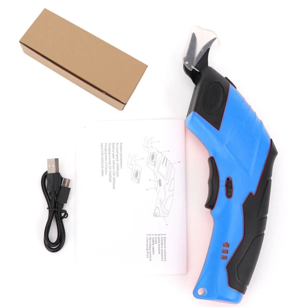 Forbici elettriche da 3,6 V per tagliare tessuti Forbici da sarto in pelle + Lame in acciaio al tungsteno Ricarica USB Utensile elettrico portatile