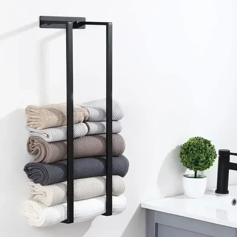 Porta asciugamani verticale per vasca da bagno, portasciugamani nero in acciaio inossidabile