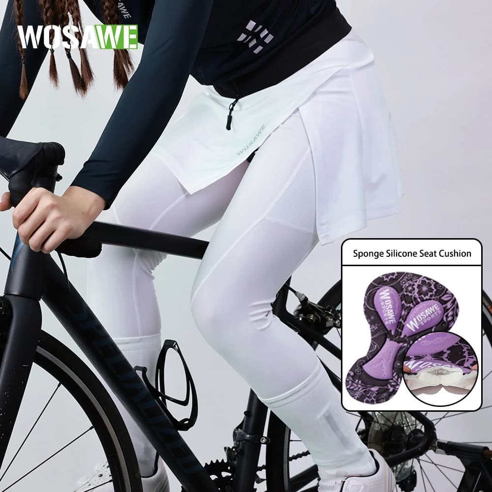 WOSAWE Women's Long Cycling Shorts Short skirts Breathable shorts for quick drying Cycling clothing with silicone sponge