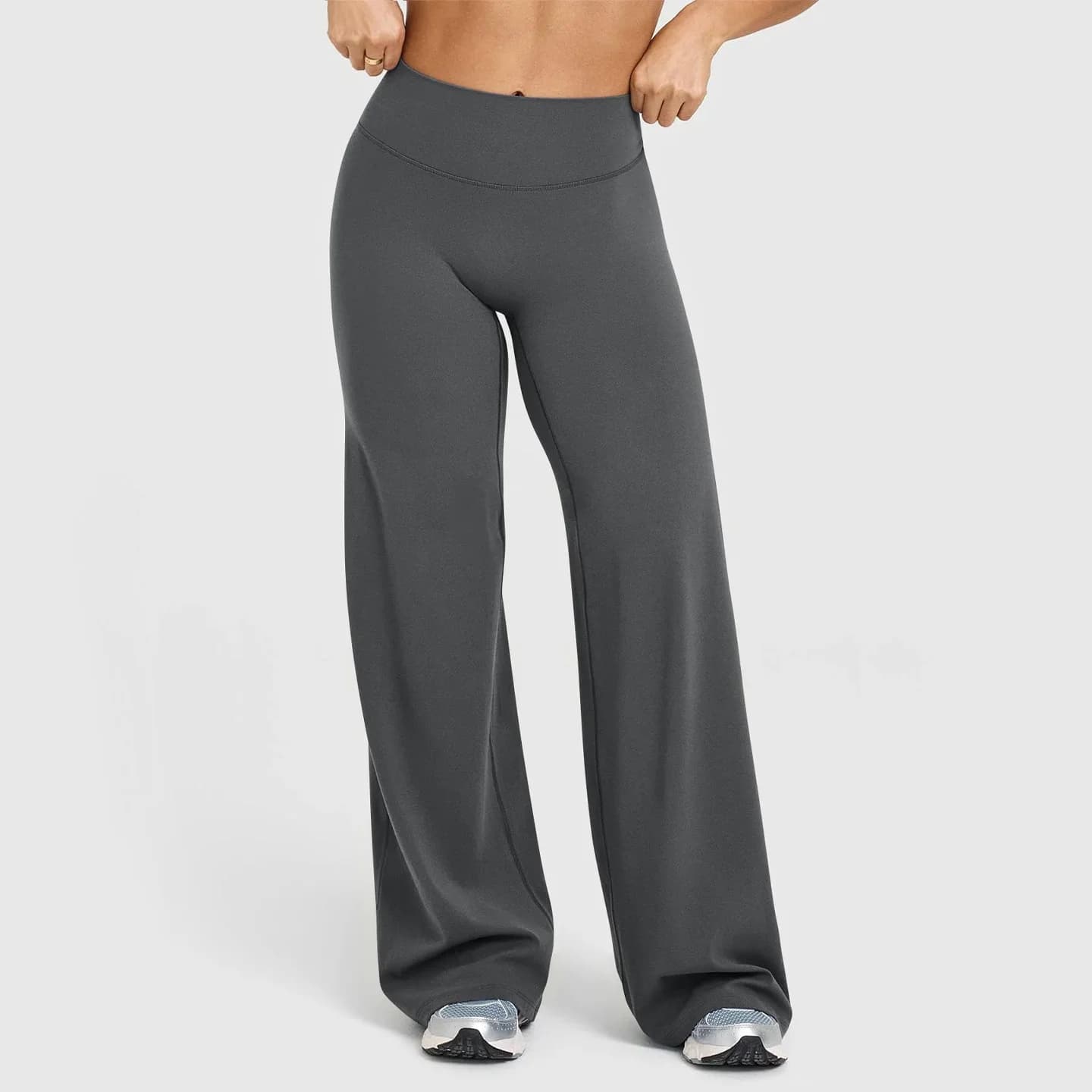 Pantaloni da yoga da donna a vita alta a gamba larga Leggings svasati larghi Pantaloni da allenamento dritti per il controllo della pancia Pantaloni da salotto casual Fitness
