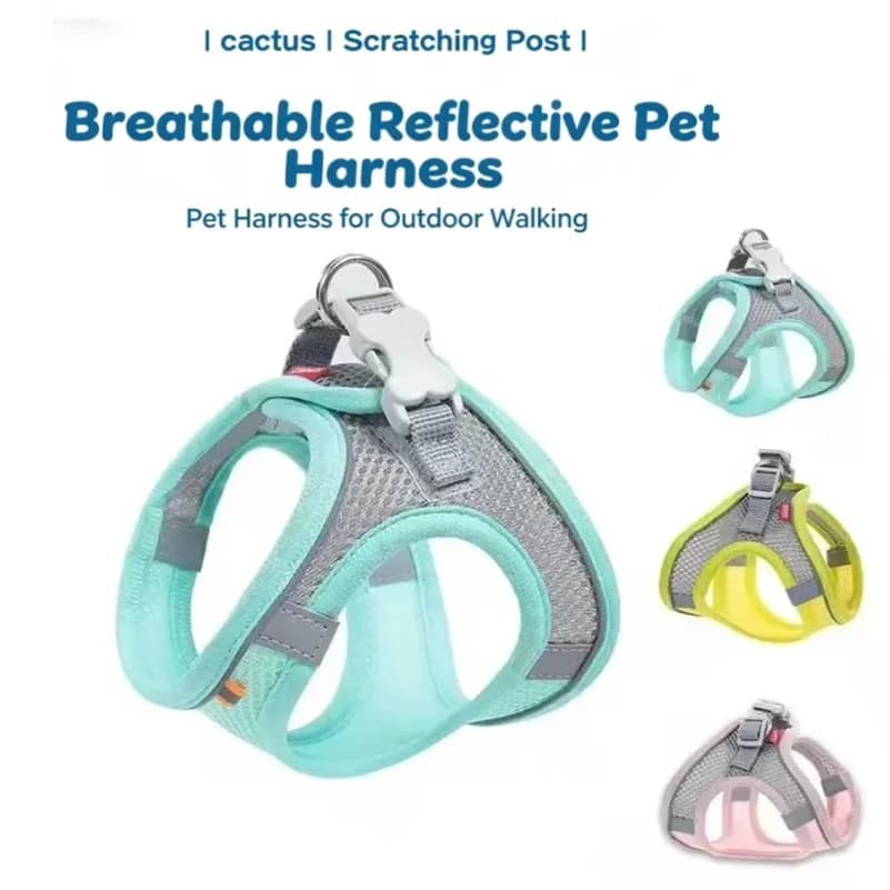 Adjustable Breathable Soft Pet Harness Safety Walking Vest Anti Pull Lightweight Chest Strap Outdoor Walking Supplies for Small