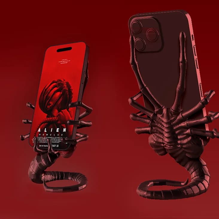 Stampato in 3D 18 cm H Alien Head Supporto per telefono cellulare Figurina da collezione unica Face Hing Design di insetti Bla Magic Series Home Decor