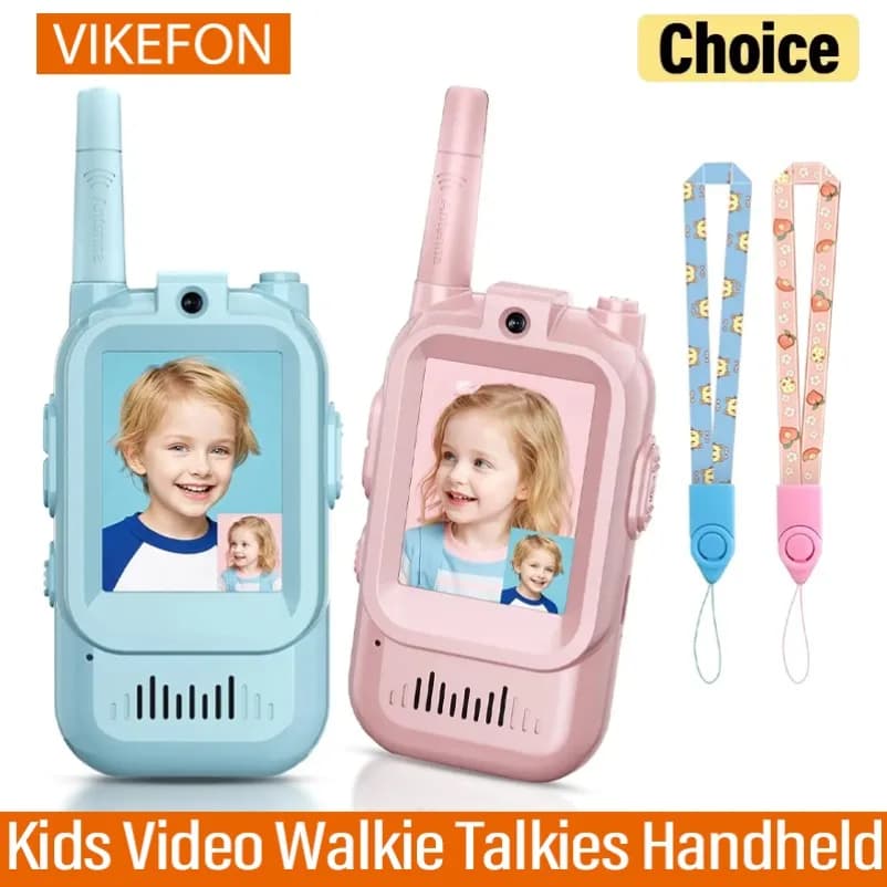 Walkie Talkie Video Portatili per Bambini, Confezione da 2, Ricaricabili, Interfono Video per Interni ed Esterni, Giocattoli per Giochi in Famiglia, per Ragazzi e Ragazze dai 3 ai 12 Anni