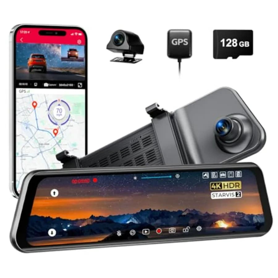 Dash Cam LD4K Max con Telecamera Anteriore 4K e Posteriore 2.5K, Sensore STARVIS 2, ADAS, BSD, LCA, Modalità Smart, GPS, G-Sensor, Registrazione in Loop