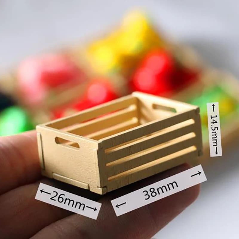 Nuovo set di 3 mini cornici in legno per frutta in miniatura per casa delle bambole in scala 1:12