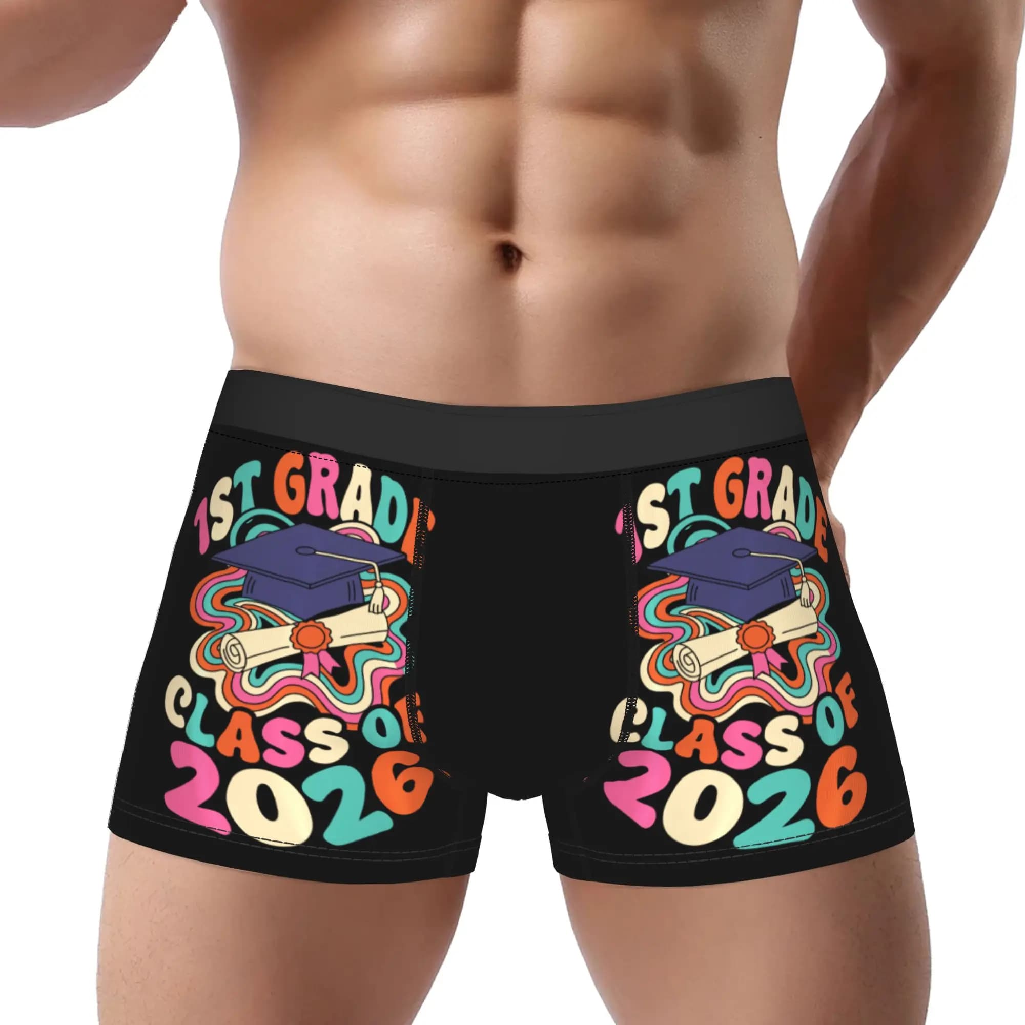 Graduation Graduate Retro Groovy Class Of 2026 Underpants Homme Panties Men's Underwear Print Shorts Boxer Briefs