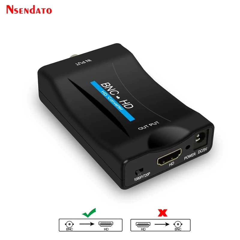 Convertitore Adattatore BNC a HDMI Compatibile 1080P, Convertitore Video Audio per Monitor di Sorveglianza e Segnale TV con Cavi USB