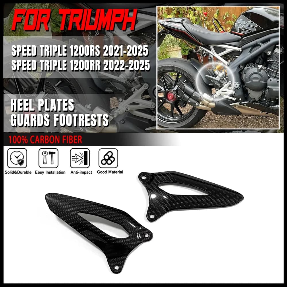 In Fibra di carbonio Per Triumph Speed Triple 1200RS 1200RR 2021 2022 2023 2024 2025 Accessori Moto Tallone Piastre Guardie Pedane
