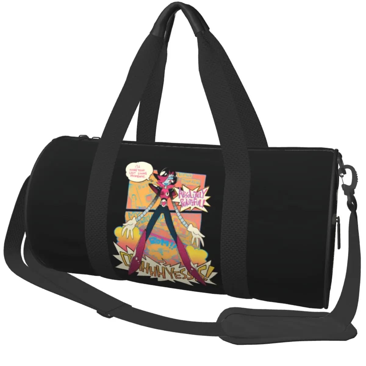 Deltarune Spamton Graffiti Cartoon Borse sportive con scarpe Borsa da palestra Borsa da viaggio portatile da uomo e da donna stampata Borsa da fitness carina