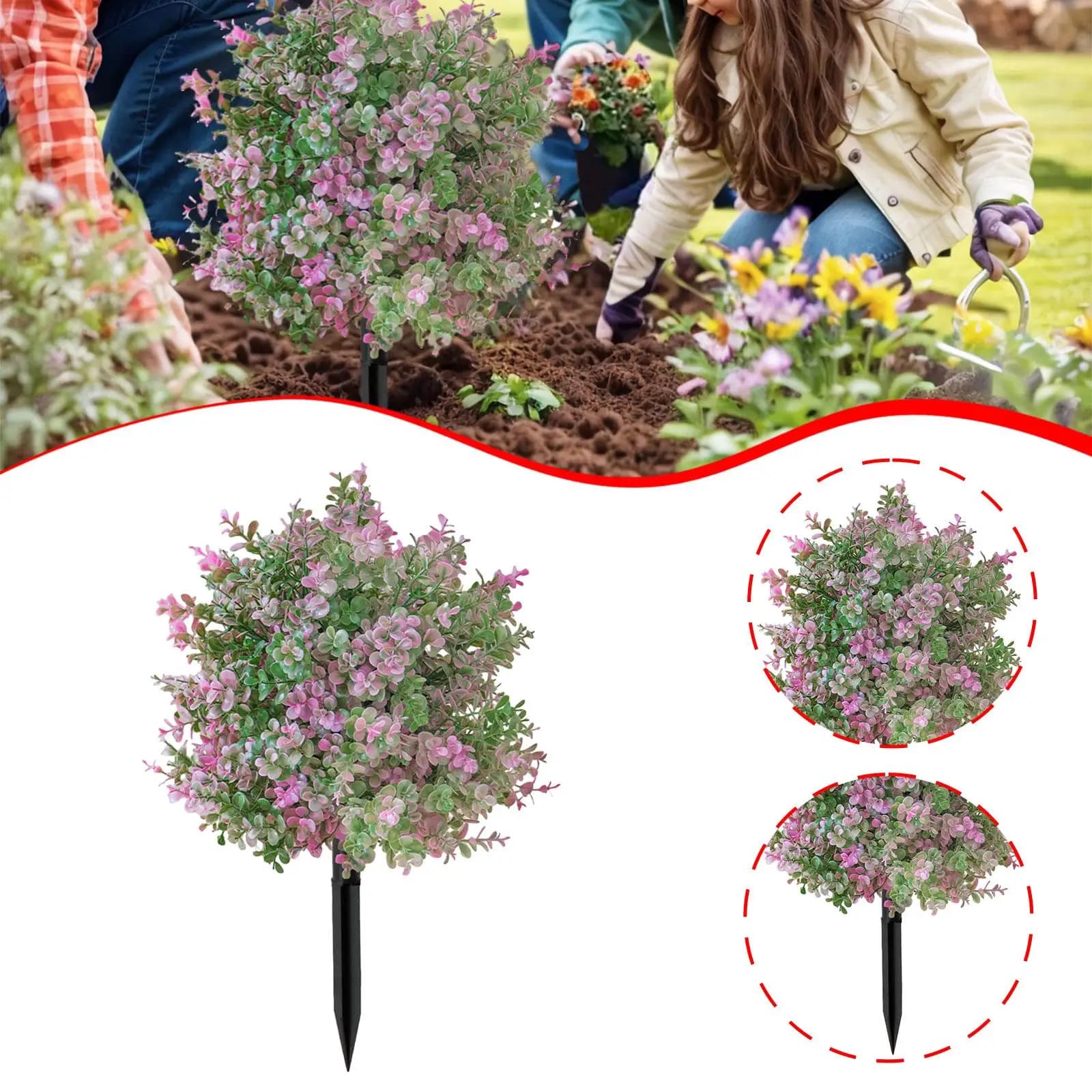Piante Artificiali con Picchetto da Terra, Oggetto di Scena per Fotografia, Versatile per Giardino, Vaso Unico, Albero Topiario Artificiale a Forma di Foglia di Eucalipto