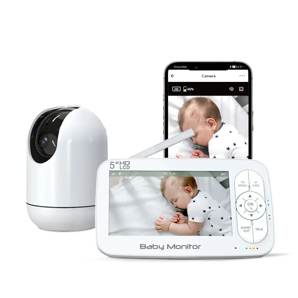 5Inch 2MP 1080P APP Remote Control WIFI Baby Camera Wireless PTZ Temperature Humidity Display Baby Monitor Nanny Cam Babysitte