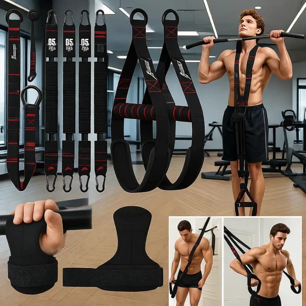 Set of Adjustable Resistance Bands for Door Traction and Anchor Bar, for Strength Training on All Body