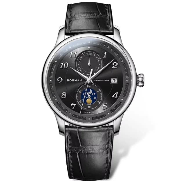 BORMAN Orologio automatico da uomo 41 mm Orologio da polso meccanico 50 m Impermeabile Zaffiro Multi-quadrante Mese Data 24 ore