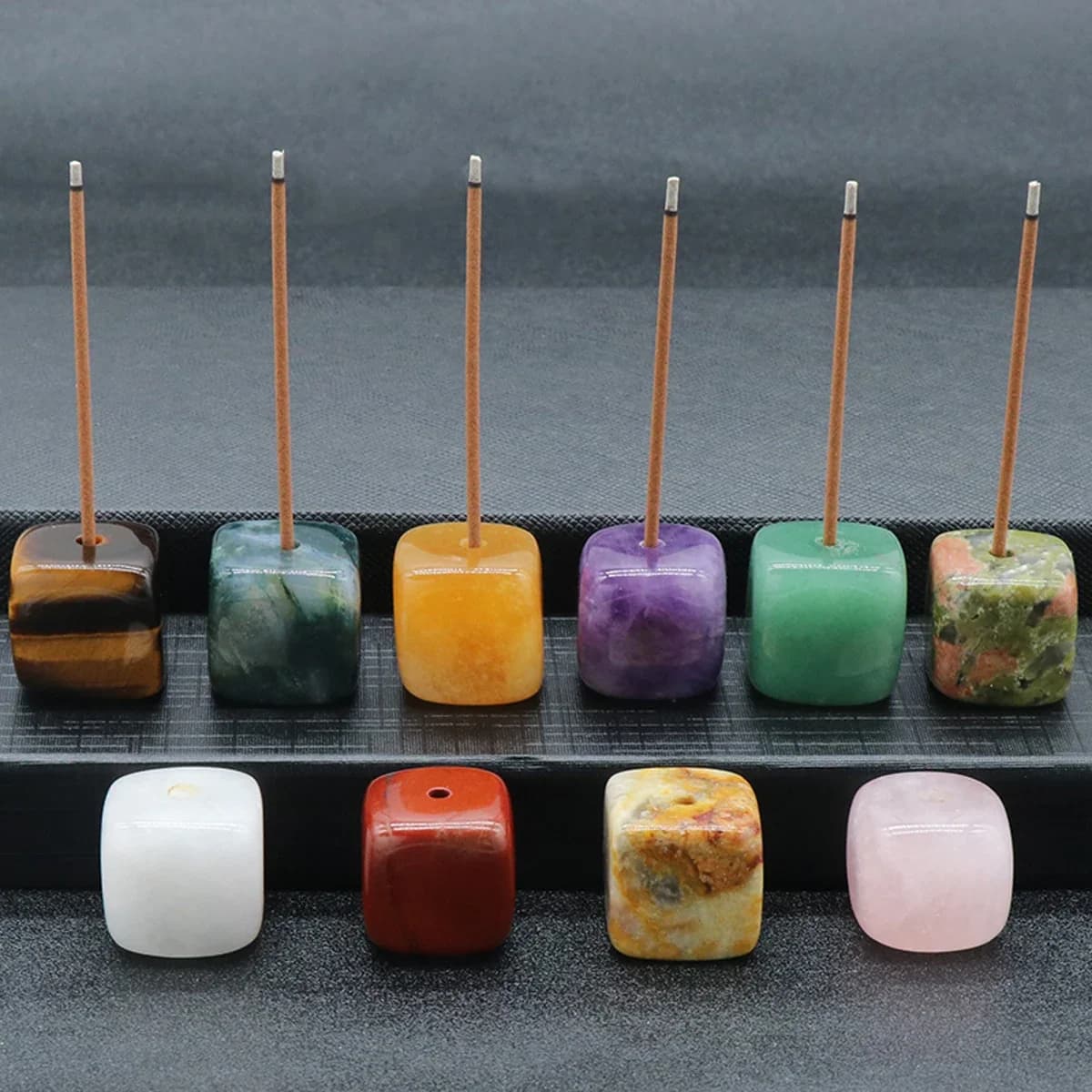 1 pz cristallo naturale bastoncini di incenso supporto bobina incensiere bruciatore roccia quarzo pietra Base buddista interno altare tavolo decorazione della casa