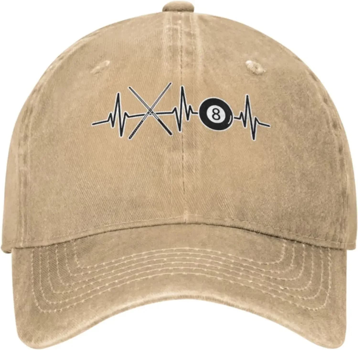 Nuovo Cappellino da Baseball Regolabile da Donna e Uomo con Motivo a Cuori e Palle da Biliardo (8 Stecche da Pool) in Tessuto Denim, Cappello Snapback
