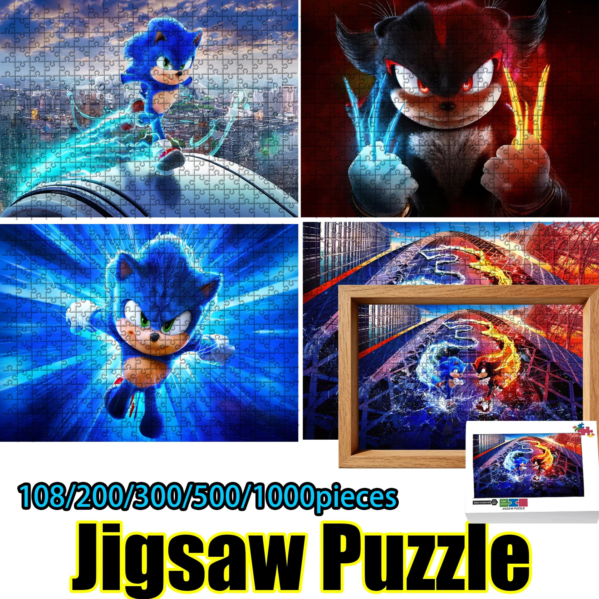 Puzzle Sonic the Hedgehog 108/200/300/500/1000 pezzi Puzzle in legno Regalo di compleanno di alta qualità