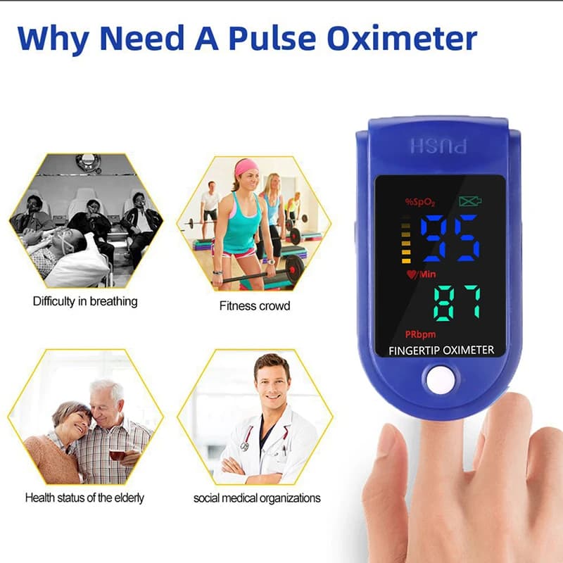 Mini digital pulse oximeter with cord strap finger pulse oxymeter monitor oxygen saturation in blood cardiofrequenzimeter LED