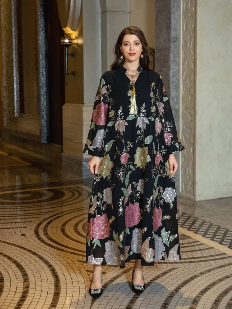 Ramadan Caftano Dubai Abito musulmano Donna Abaya Caftano Islam Pakistan Arabo Abito lungo Turchia Veste Femme Musulmane Abiti Robe