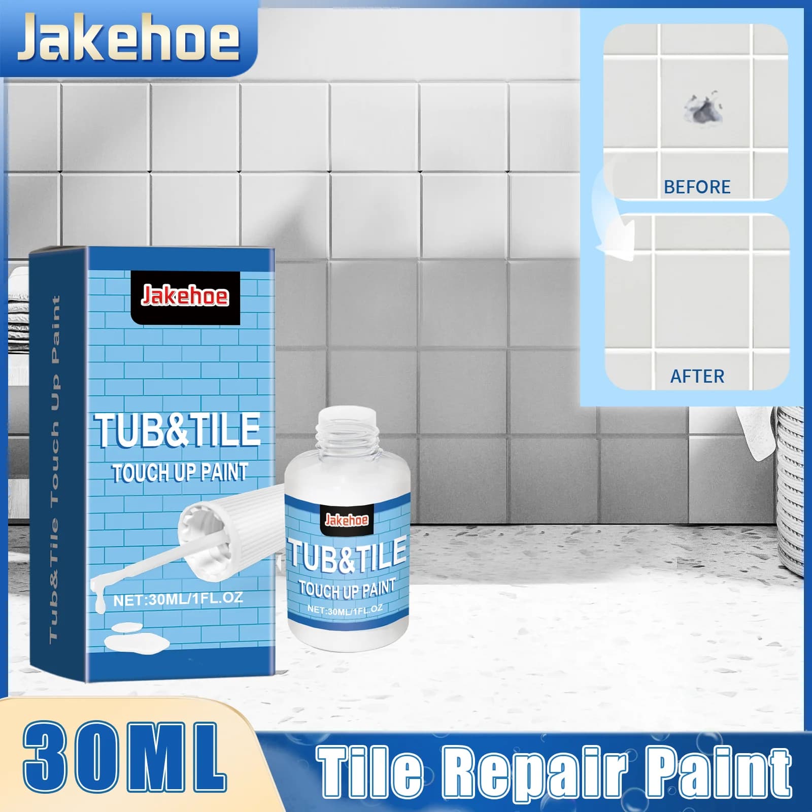 Penna per riparazione piastrelle in ceramica Riempitore rapido per crepe per bagno e soggiorno Vernice per riparazione piastrelle per superfici di lavabo e WC