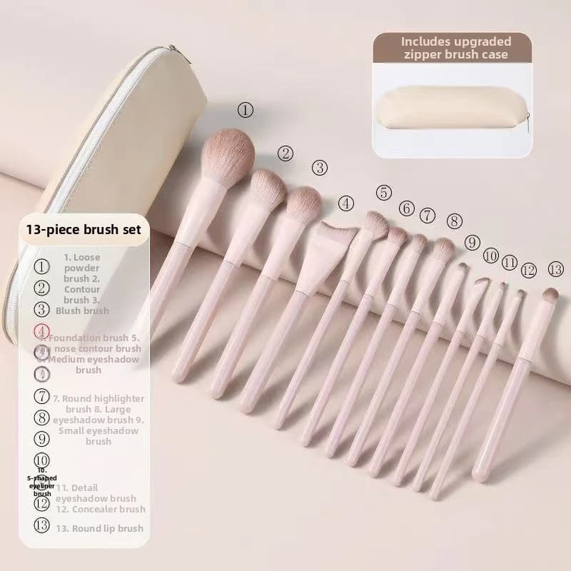 Set of 13-piece makeup brushes, umbrella, powder makeup, face makeup, nose shading, complete set of brushes for beginners