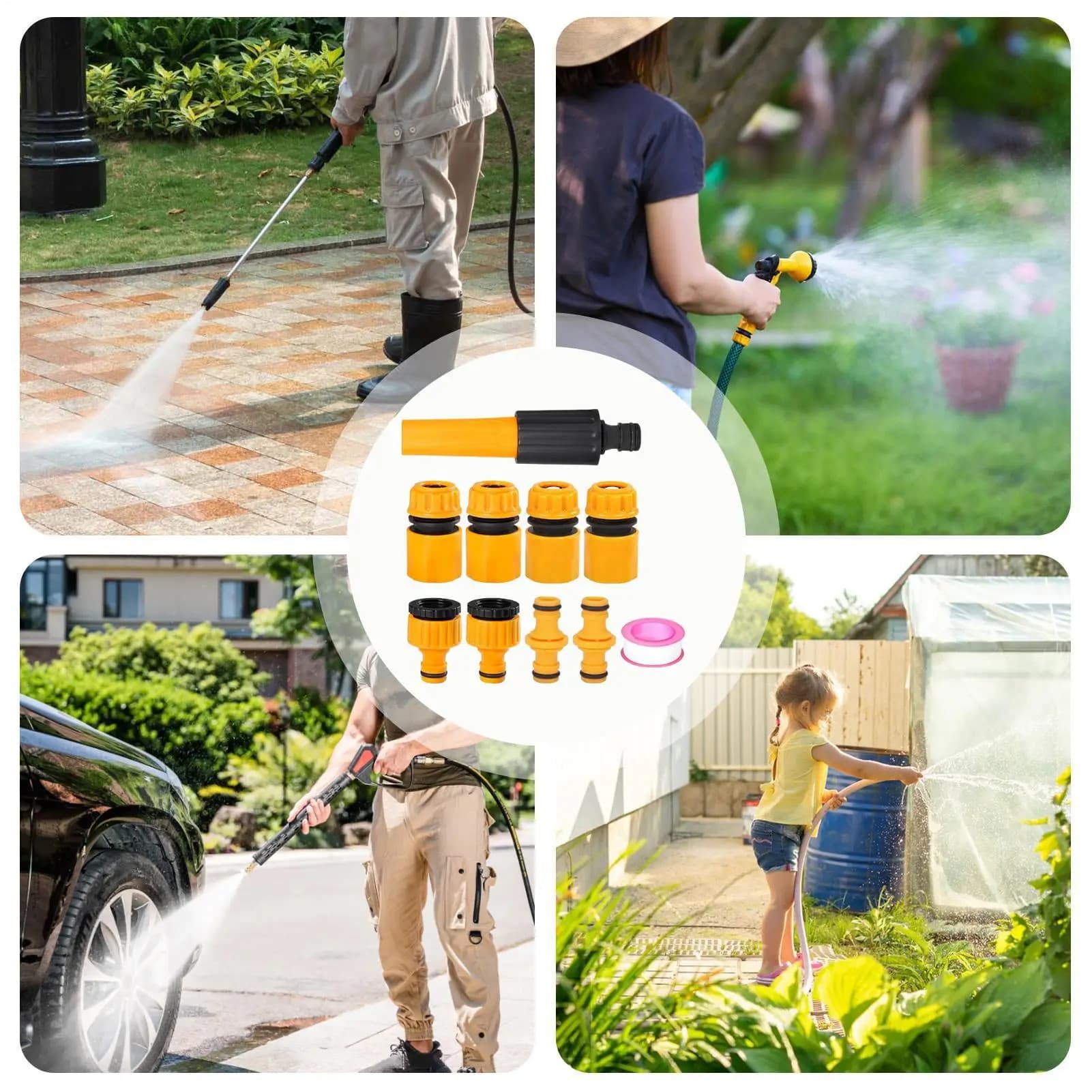 Tubo da giardino Collegamento rapido Tubo da giardino a prova di perdite Adattatore per raccordi a collegamento rapido Design resistente agli agenti atmosferici per rubinetto dell'acqua