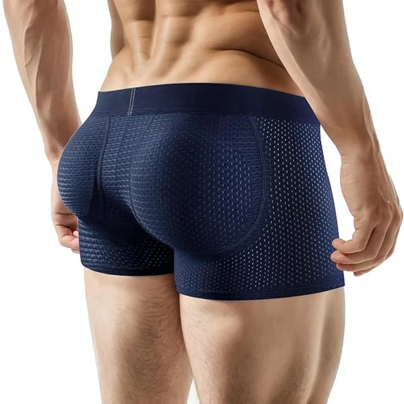 JOCKMAIL Mens Padded Underwear Men's Sexy Fashion Ice Silk Mesh Breathable Soft Comfortable Butt Lift Boxer Briefs Underwear