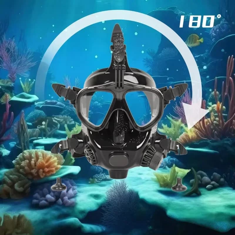 Professional Adult Snorkeling Mask Anti Fog Tempered Glass Lens Full Face Diving Goggles for Deep Sea Swimming Water Sports