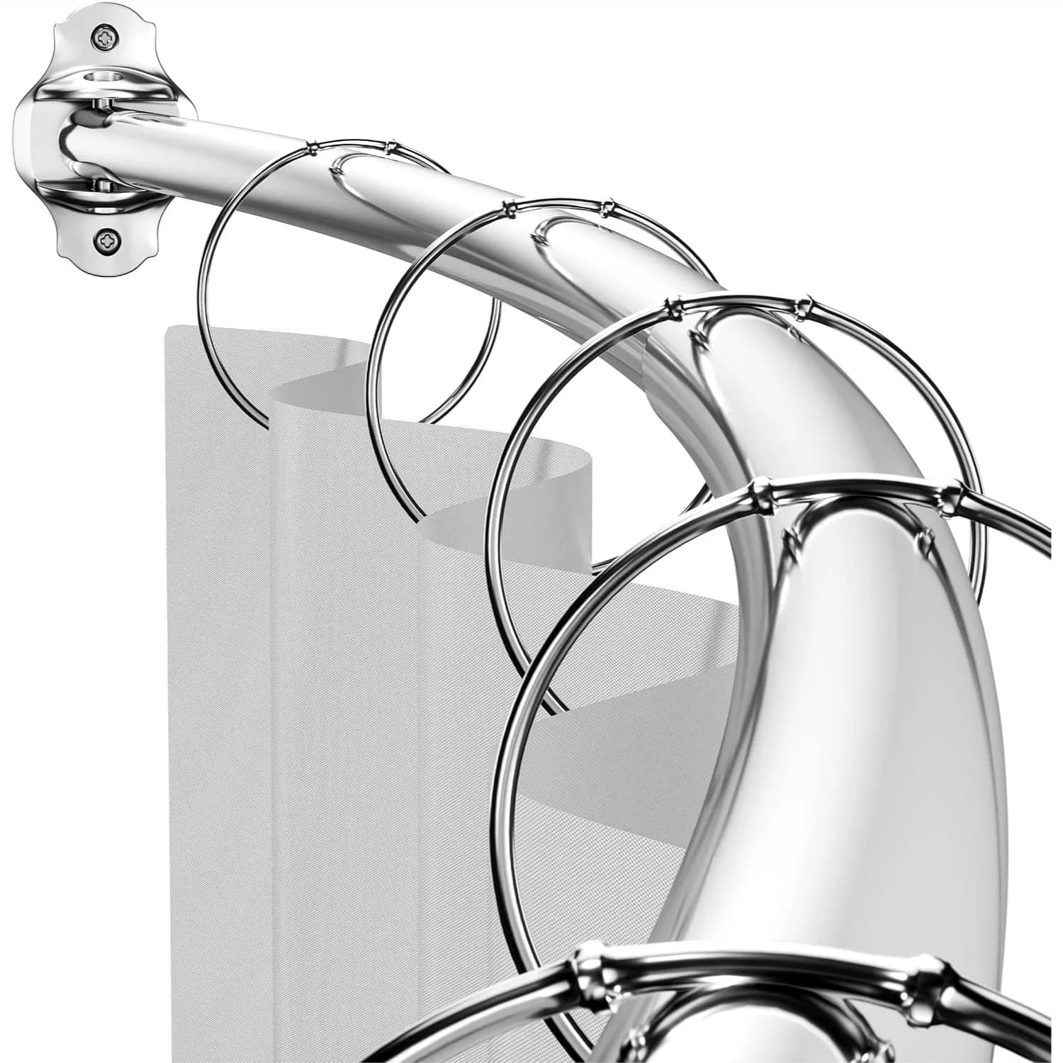Curved Shower Curtain Rod, Adjustable 40-72 Inches Extra Wide for Bathroom, Stainless Steel Rustproof