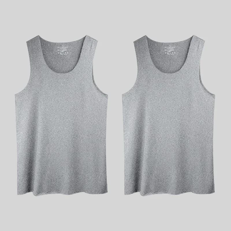 2 Pezzi Canottiera Sottile da Uomo con Scollo a U, Stile Europeo e Americano, Taglie Grandi, Senza Cuciture, Traspirante e ad Asciugatura Rapida