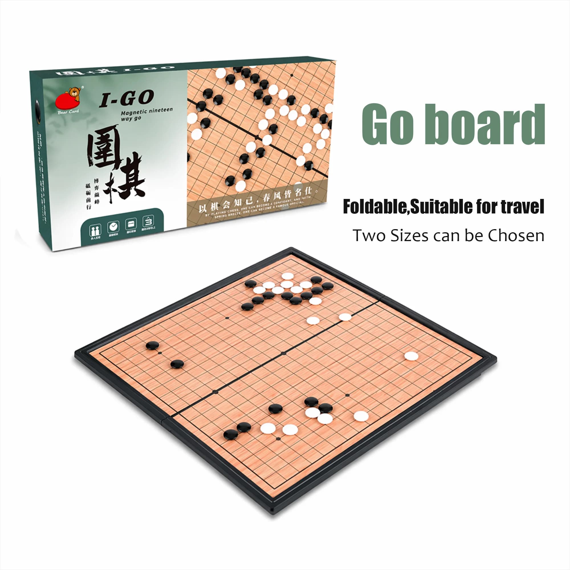 Set di Scacchi Go Pieghevole 13x19 Linee, Gioco Educativo Portatile da Viaggio per Bambini, Adulti e Principianti, Idea Regalo