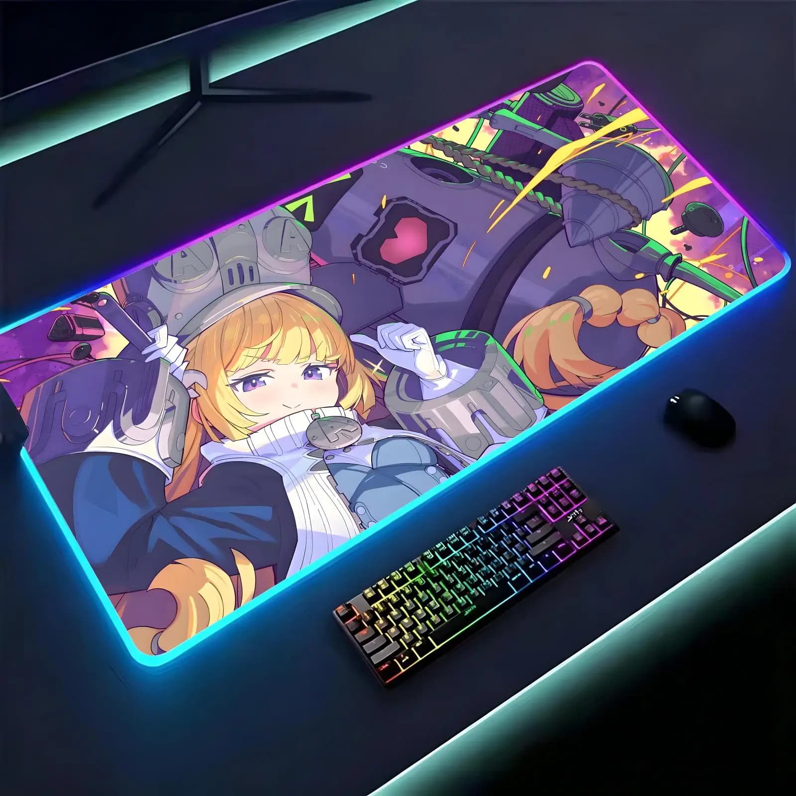 Zenless Zone Zero Norma Hollowell RGB backlit esports gaming mouse pad, smooth soft cloth surface,LED luminous extended desk mat