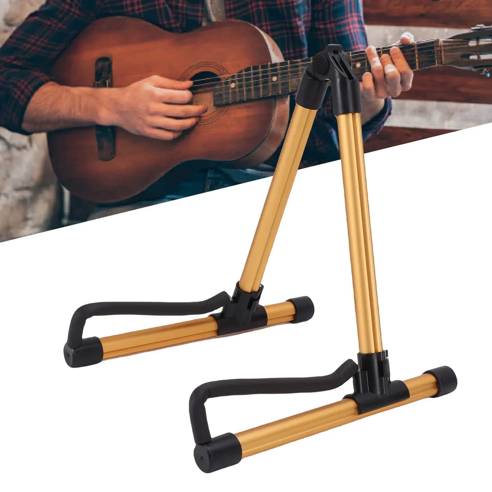Supporto per chitarra Supporto per chitarra da pavimento pieghevole stabile ad alto carico in lega di alluminio per violino Ukulele